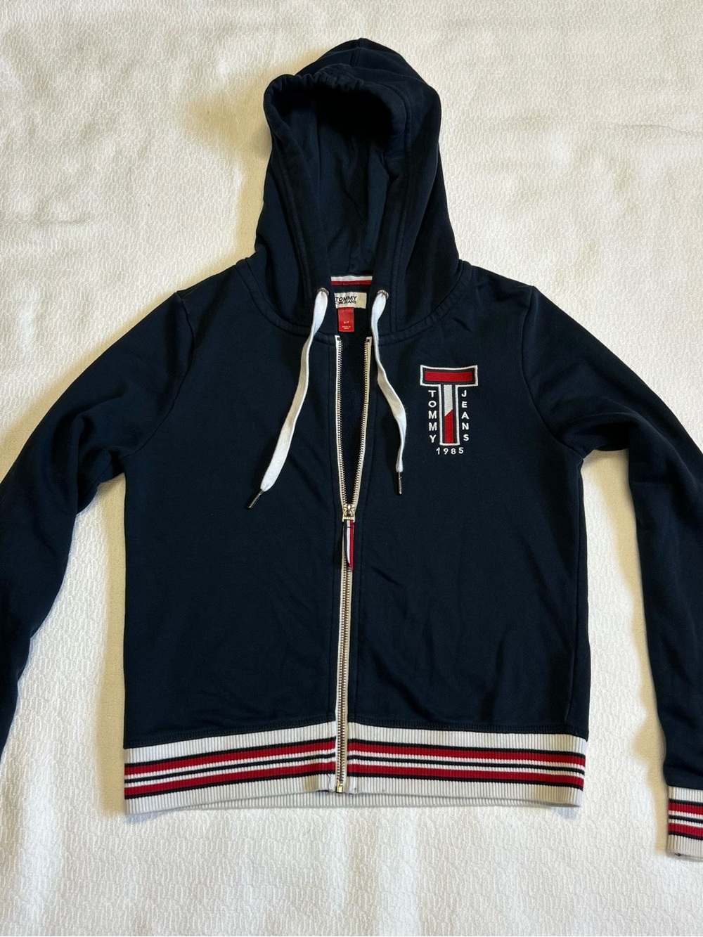 Tommy Jeans Women’s Small Navy 1985 Logo Full-Zip Hoodie